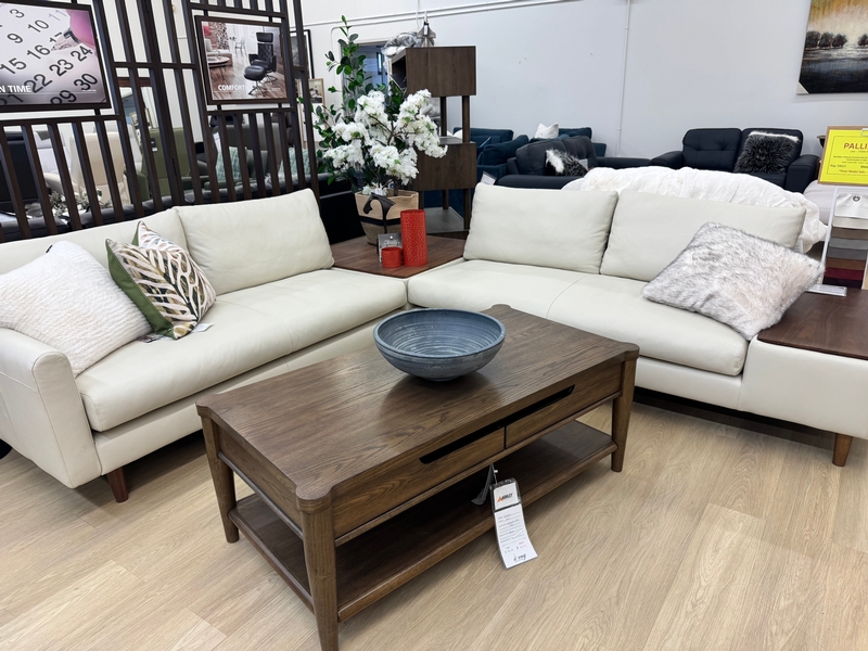 Lexi - Stationary Sectional w/ LHF Apt. Sofa, RHF Loveseat Console Bumper & Table Top Ottoman image